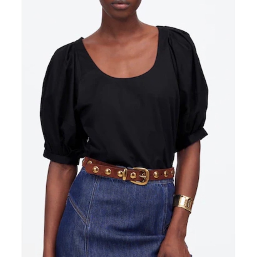 NWT Madewell Black SZ XXS‎ Relaxed Scoopneck Short-Sleeve Top Blouse Lightweight